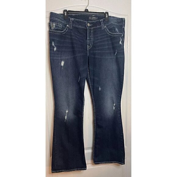 Silver Jeans Denim - Silver Jeans Suki Surplus 20 x32 Bootcut Midrise Curvy Stretch Sequin Pockets